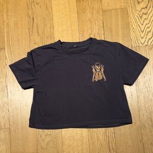 Amazon Dark Crop Top with Skeleton Graphic